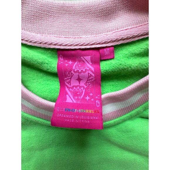 Queen Of Sparkles Green & Pink Pickleball Sweatshirt Medium NWOT - Picture 3 of 6